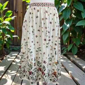 Max Studio Floral Midi Skirt Cottagecore Boho Prairie Botanical Print Pockets L